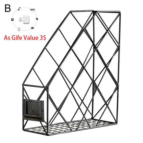 1/2/4 Layers Iron Grid Book Organizer Book Stand Holder Shelf Bookend Desktop Newspapers File Storage Box Holder Home Decor