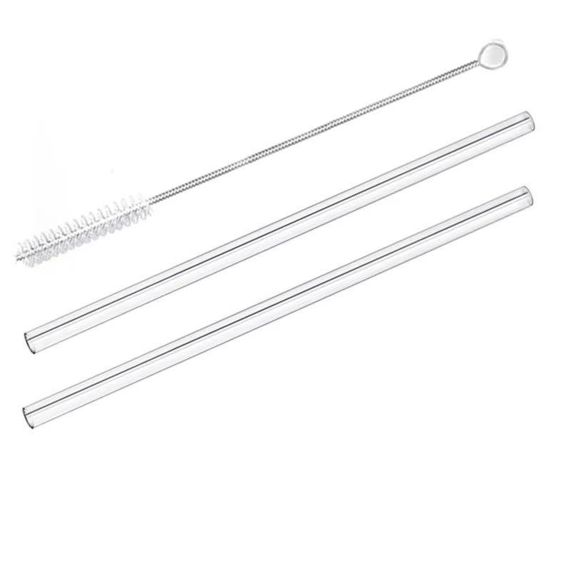 2Pcs Colorful Drinking Straws High Borosilicate Glass Straw Reusable Straws for Smoothies Juice Milkshake Coffee Cocktail Straw
