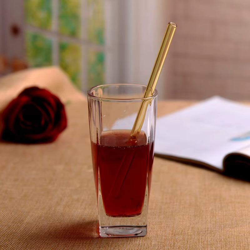 2Pcs Colorful Drinking Straws High Borosilicate Glass Straw Reusable Straws for Smoothies Juice Milkshake Coffee Cocktail Straw