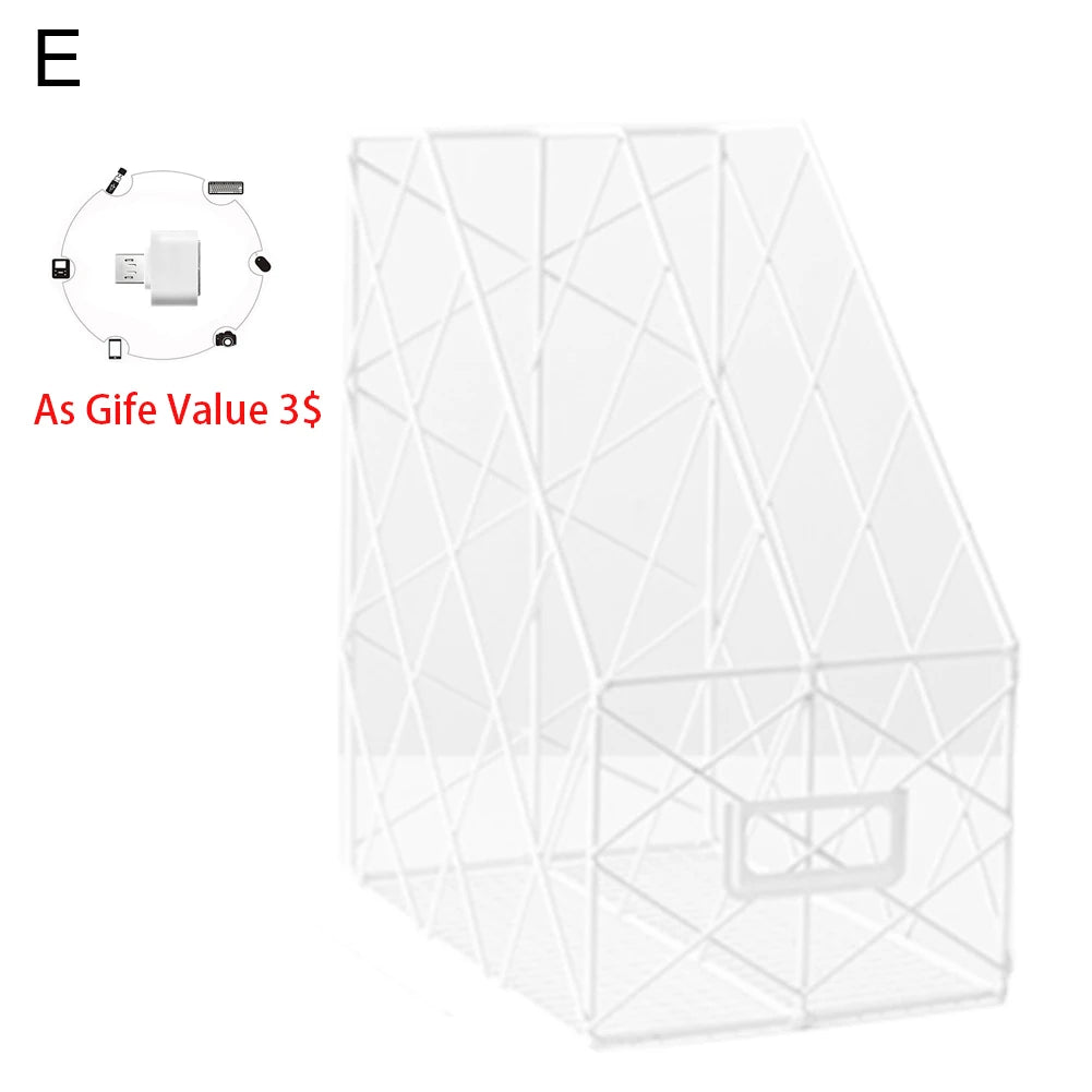 1/2/4 Layers Iron Grid Book Organizer Book Stand Holder Shelf Bookend Desktop Newspapers File Storage Box Holder Home Decor