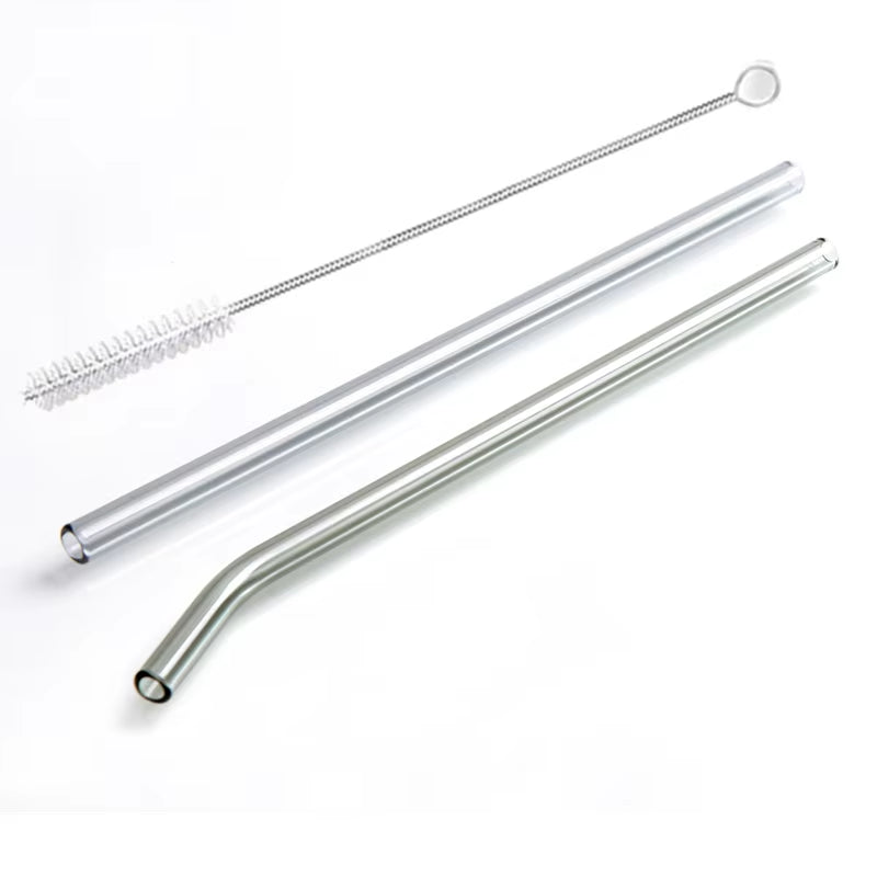 2Pcs Colorful Drinking Straws High Borosilicate Glass Straw Reusable Straws for Smoothies Juice Milkshake Coffee Cocktail Straw