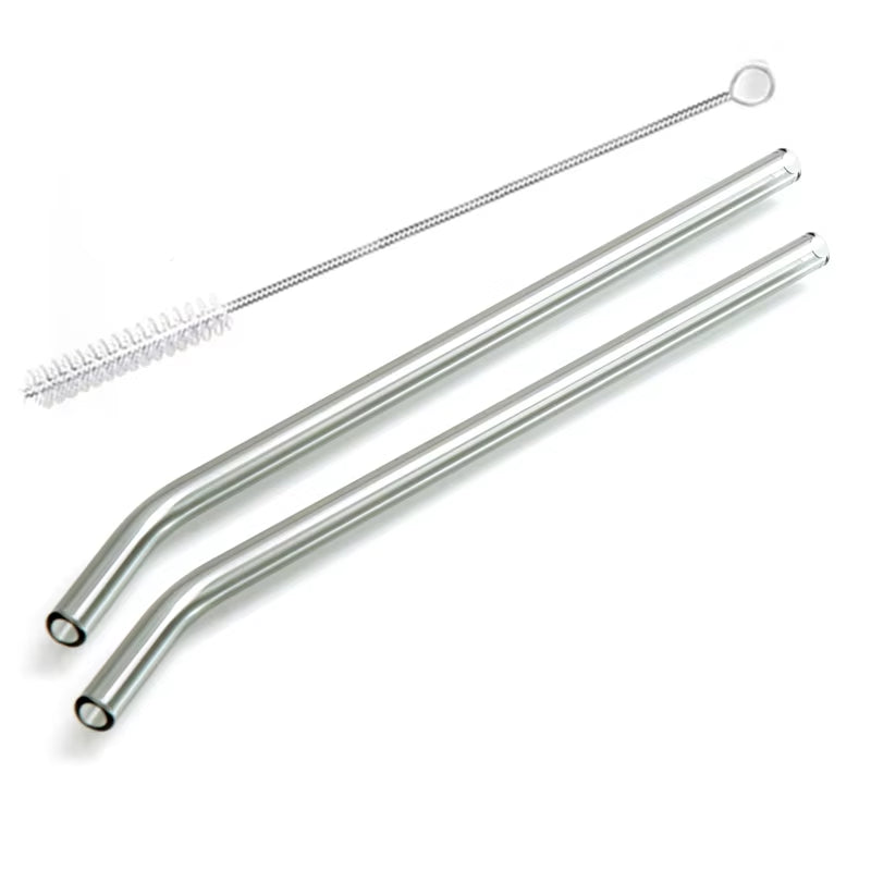 2Pcs Colorful Drinking Straws High Borosilicate Glass Straw Reusable Straws for Smoothies Juice Milkshake Coffee Cocktail Straw