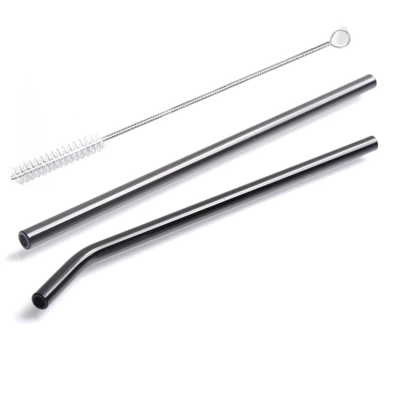 2Pcs Colorful Drinking Straws High Borosilicate Glass Straw Reusable Straws for Smoothies Juice Milkshake Coffee Cocktail Straw