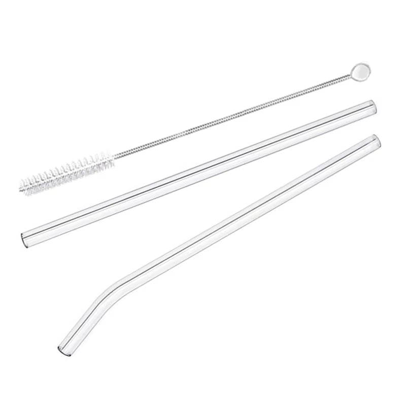 2Pcs Colorful Drinking Straws High Borosilicate Glass Straw Reusable Straws for Smoothies Juice Milkshake Coffee Cocktail Straw