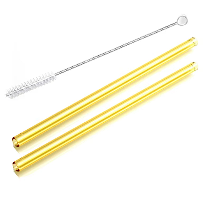 2Pcs Colorful Drinking Straws High Borosilicate Glass Straw Reusable Straws for Smoothies Juice Milkshake Coffee Cocktail Straw