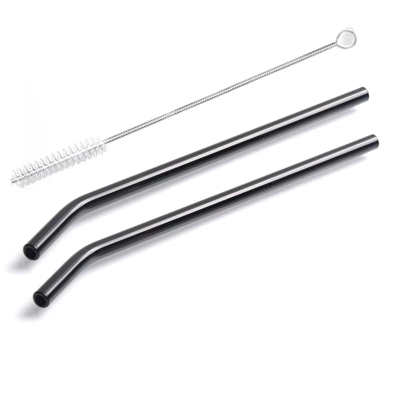 2Pcs Colorful Drinking Straws High Borosilicate Glass Straw Reusable Straws for Smoothies Juice Milkshake Coffee Cocktail Straw