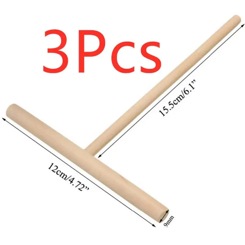 1Pcs T-Shaped Pancake Utensils Crepe Non-Stick Wooden Spreader and Spatula Rake Spreading Pie Pancake Tools Egg Make Kitchen