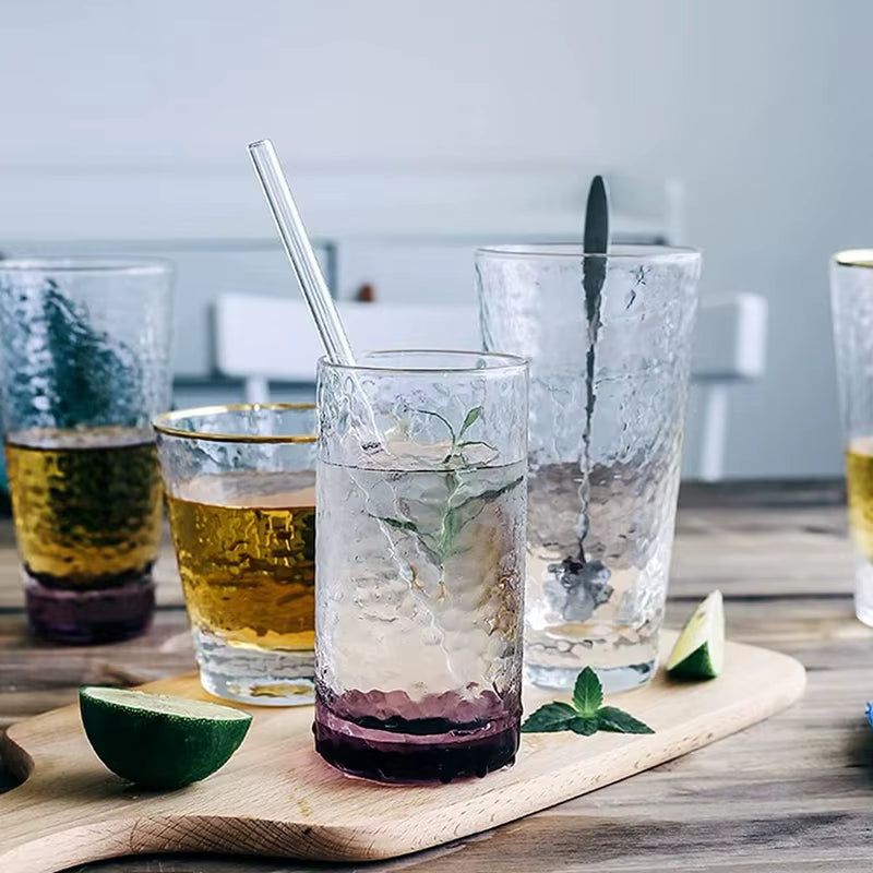 2Pcs Colorful Drinking Straws High Borosilicate Glass Straw Reusable Straws for Smoothies Juice Milkshake Coffee Cocktail Straw